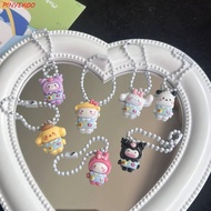 PINYEKOO Kuromi Keychain, My Melody Pompom Purin Cinnamoroll Pendant, Fashion Pachacco Resin KT Cat Girls