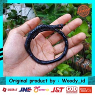 Gelang akar bahar hitam ukir ular piton asli original