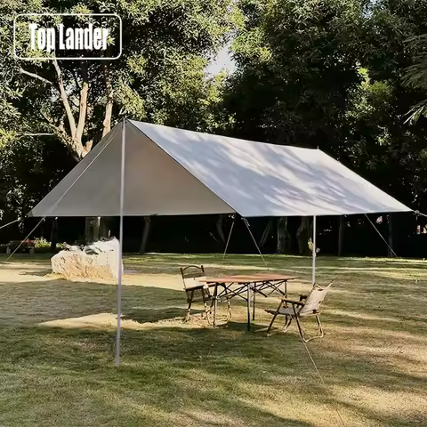 5x3m 4x3m Tarp With Support Pole Rope Peg Waterproof Awning Tent Shade Garden Sunshade Outdoor Campi
