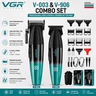 VGR V-003 & V-906 Hair Clipper Trimmer Set 9000RPM 2500mAh 2000mAh Ceramic DLC Blade 9 Combs USB Rec