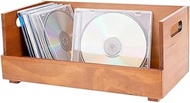 DICOSMETIC 1 x Wooden CD Storage Box with Handles for Film Cases, Music Cassettes, Record Records, D