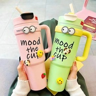 1000ML Thermal Water Bottle 32oz Large Capacity With Straw Stainless Steel Thermos Bottle Cold and H