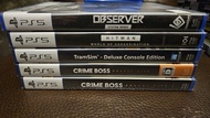 PS5 Crime boss, Train sin deluxe, Hitman world of assassination, observer
