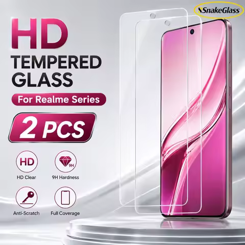 2PCS HD Tempered Glass For Realme GT8 Pro GT7T GT6T GT Neo5 GT Neo3 16 Pro 15T 14x 13+ 12 11 10 9i C