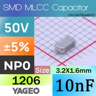 10nF 1206 50V NP0 ±5% MLCC Ceramic Capacitor SMD YAGEO CC1206JKNPO9BN103