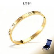 Lavis Youya Bangle Titanium Emas Barang Kemas Gelang Tangan Jewelry Stainless Steel Anti Karat
