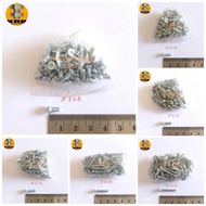 [CONTENTS 100 PCS] JF Bolts 3x8, JF 3x10, JF 3x12, JF 3x15, JF 3x20, JF 3x25 / Flat Head Bolt Plus S