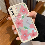 MERAH Casing hp For OPPO A74 A95 F19 F19s Case Flower Cartoon Pink Trend Fancy Mirror 3D Painted Kes