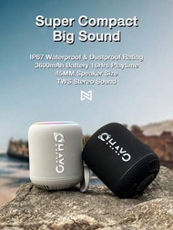 Ohayo便攜式無線揚聲器,xb10無線揚聲器,45mm揚聲器,40mm震膜,10w迷你喇叭5.0,防水揚聲器ipx67,最長16小時播放時間,3600mah電池,立體聲配對,支持mic / Tf卡/ Usb / Aux,適用於家庭/戶外,兼容ios Andriod