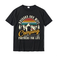 Husband & Wife Camping Bonded Couple Design Cotton T-Shirt