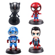 Q Version Action Figure Superhero Iron Man Black Panther PVC Figure Solar Energy Shake Head Spider-man Batman Hulk