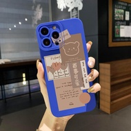 เคสโทรศัพท์สำหรับ Samsung Galaxy A03 A33 A53 A73 A12 A52S 5G A32 A31 A51 A71 A52 A72 4G หมีน่ารักสีดำขอบสแควร์เต็มรูปแบบ Len ป้องกัน