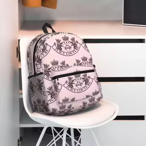 Y2k Juicy Couture Crest Backpack Daypack Large Capacity Boys Girls BookBag School Bag Shoulder Bags 