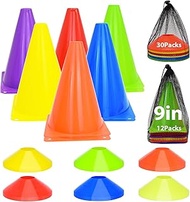 Soccer Cones Set, 84/42Pcs 7'/9' Cones Sports + Disc Cones, Cones for Sports with Carry Bag, Trainin
