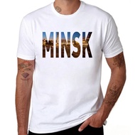 Sapextee Minsk City Printing Men's Casual Short Sleeve T-Shirt Brand Design Belarus Pattern White Cl