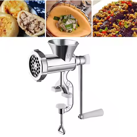 Stainless Steel Manual Meat Grinder, Kitchen Tabletop Meat Grinder, Kitchen
