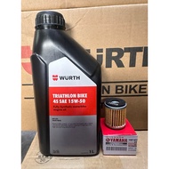 WURTH MOTORCYCLE ENGINE OIL 4T FULLY SYNTHETIC 15W50 100% ORIGINAL FREE OIL FILTER LC Y15 Y16 R15 SR