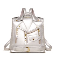 Unisex Backpack ins Trendy Fashion Unique Lapel Motorcycle Anti-theft Shaping Jacket Small Backpack