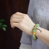 和田玉黃口料手鏈 寓意吉祥如意 雕工精緻 上身簡單大方