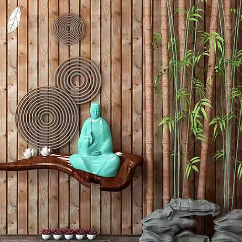 3D Chinese Imitation Wood Grain Wallpaper Original Wood Color Retro Wooden Board Ceiling Loft Ceilin