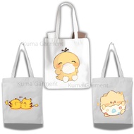 Tote bag / Canvas Zipper with Pokemon Chibi Motif / Multipurpose / Launch bag / lunch / Souvenir