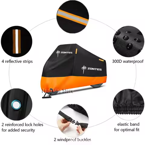 Motorcycle Cover Waterproof Outdoor Motorbike Rain Dustproof Snow Sun UV Protector For ZONTES 368D 7