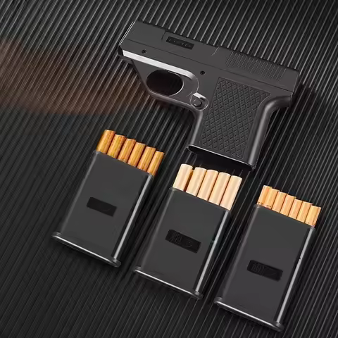 2024 New Clip Gun Type Butane Gas Lighter Three Capacity Cigarette Holder Windproof Jet Blue Flame L
