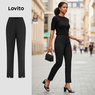Lovito Women's Elegant Solid Zipper Pants L128ED777