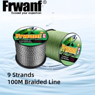 Frwanf 9 Strands 100M Braided Fishing Line PE Line X9 Braid Line 15-110LB Spot Line Black&White/Yell