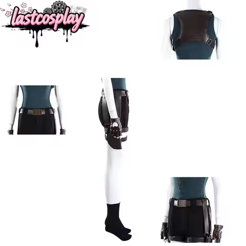 Lara Croft Cosplay Costume Movie Tomb Fantasy Raider Roleplay Women Top Pants Shoulder Strap Gloves 