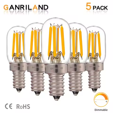 GANRILAND 5pcs LED Bulbs 2W Dimmable Filament Light 15W Equivalent E12 E14 T20 Tubular Edison LED Bu