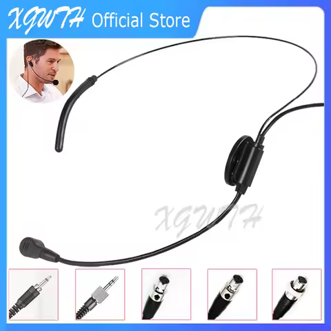 Dual Ear Head Headset Microphone Omnidirectional Condenser Headworn Mic For Shure Sennheiser AKG MiP