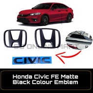 Honda Civic FE Front Rear Emblem Civic Worlding Logo Matte Balck Logo Civic FE logo Civic FE Accesso