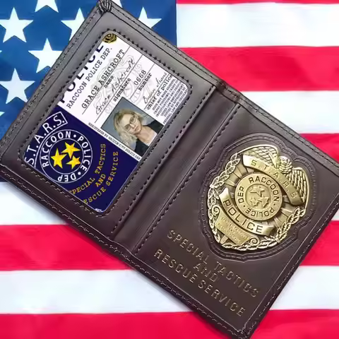 9 Lullaby STARS Metal Badge ID Holder Raccoon Police Dept Grace Ashcroft Replica Leather Card Holder