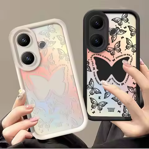 Flexible Silicone Case For Vivo V60 Lite 5G 4G Protective Cover Shockrpoof Butterfly Pattern Cover F
