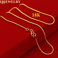 100% Original Gold 18k Pawnable Saudi Necklace for Women Snake Bone Chain Water Ripple Gold Song Chain Necklace for Women Choker Couple Necklace Gift-New Arrival