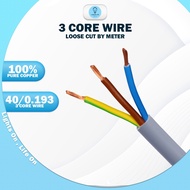 1 Meter Wire Cable Grey Wire 3 Core