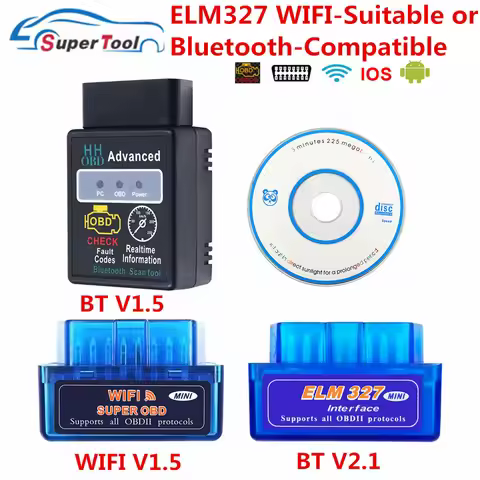 OBD2 ELM327 V2.1 OBDII ELM 327 WIFI V1.5 HH OBD ELM327 Bluetooth-Compatible V2.1/2.1 OBD 2/II Diagno