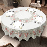 ผ้าปูโต๊ะ PVC ทรงกลมสไตล์ยุโรปแผ่นปูโต๊ะอาหารกันน้ำกันน้ำมันกันร้อนไม่ต้องซักผ้าปูโต๊ะสดใสระดับสูงแบบใหม่