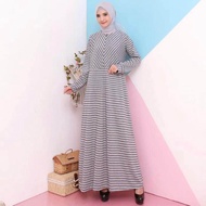 READY STOCK Athana Baju Muslimah Fashion Long Dress Maxi Jubah Kurung Stripes Casual