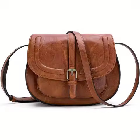 Lady's Small-sized Messenger Bag, Retro Saddle Bag, Pure Material Handbag