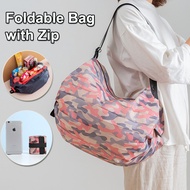 Foldable Shopping Bag with Zip / Recycle Bag / Portable Reusable Sling Bag
