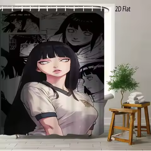 Naruto Anime Hinata Hyuga Byakugan Manga Collage Shower Curtain Waterproof Polyester Fabric Bath Cur