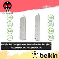 Belkin 4/6 Gang Power Extension Socket with Lightning (3m) F9E400SA3M/F9E600SA3M