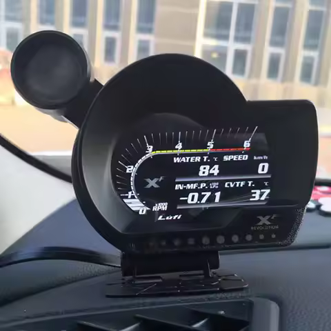 English Version Head Up Display Lufi XF OBD2 Digital Oil Pressure RPM Speed EXT Oil Meter Water Temp