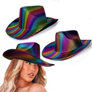 Rainbow Carnival Hat  Women Cowgirl Cowboy Hat For Disco Halloween Party Costume Accessories