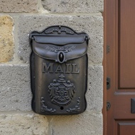 European Design Vintage Cast Iron Mailbox Rustic Finish Vintage Mailbox Look for Entrance, Porch, Ga