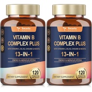 13-in-1 Vitamin B Complex Plus with Vitamin B1 B2 B3 (Niacinamide) B4 B5 B6 B7 (Biotin) B8 (Inositol