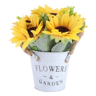 ♥ 1PC Silk Potted Sunflower Artificial Bouquet with Vase Indoor Artificial Flowers Artificial Potted Flowers