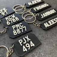 (2 SIDE FRONT & BACK) CUSTOM KEYCHAIN NAMA / KEYCHAIN NUMBER PLATE TIMBUL / 3D PRINT / PLATE NUMBER 